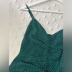 Urban Outfitters Women's Green Uo Mar Polka Dot Cinched Mini Dress